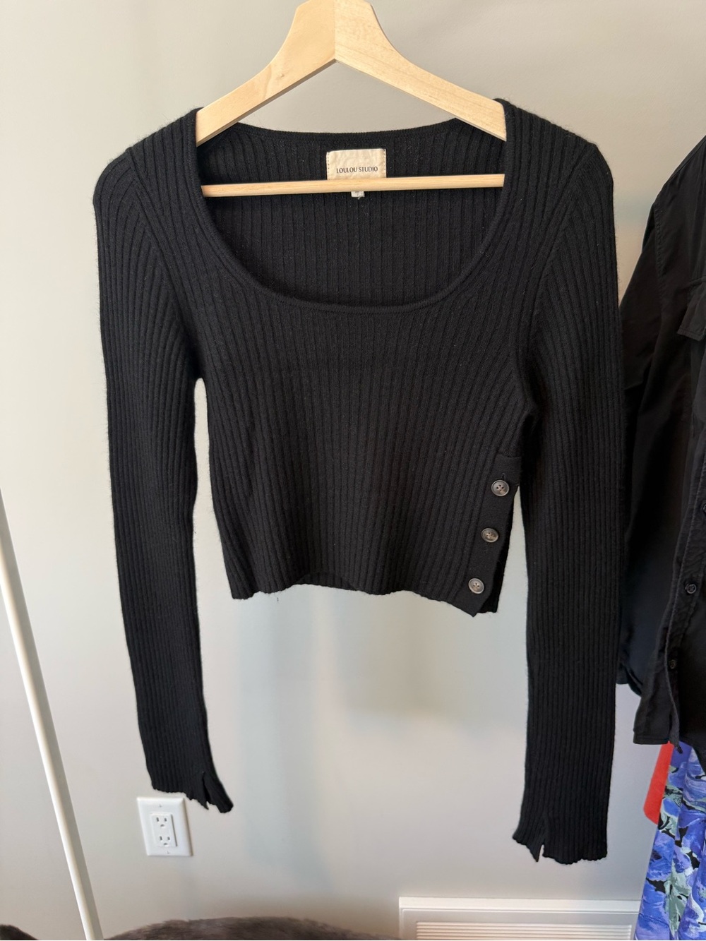Loulou Studio Black Ribbed Scoop Neck Sweater